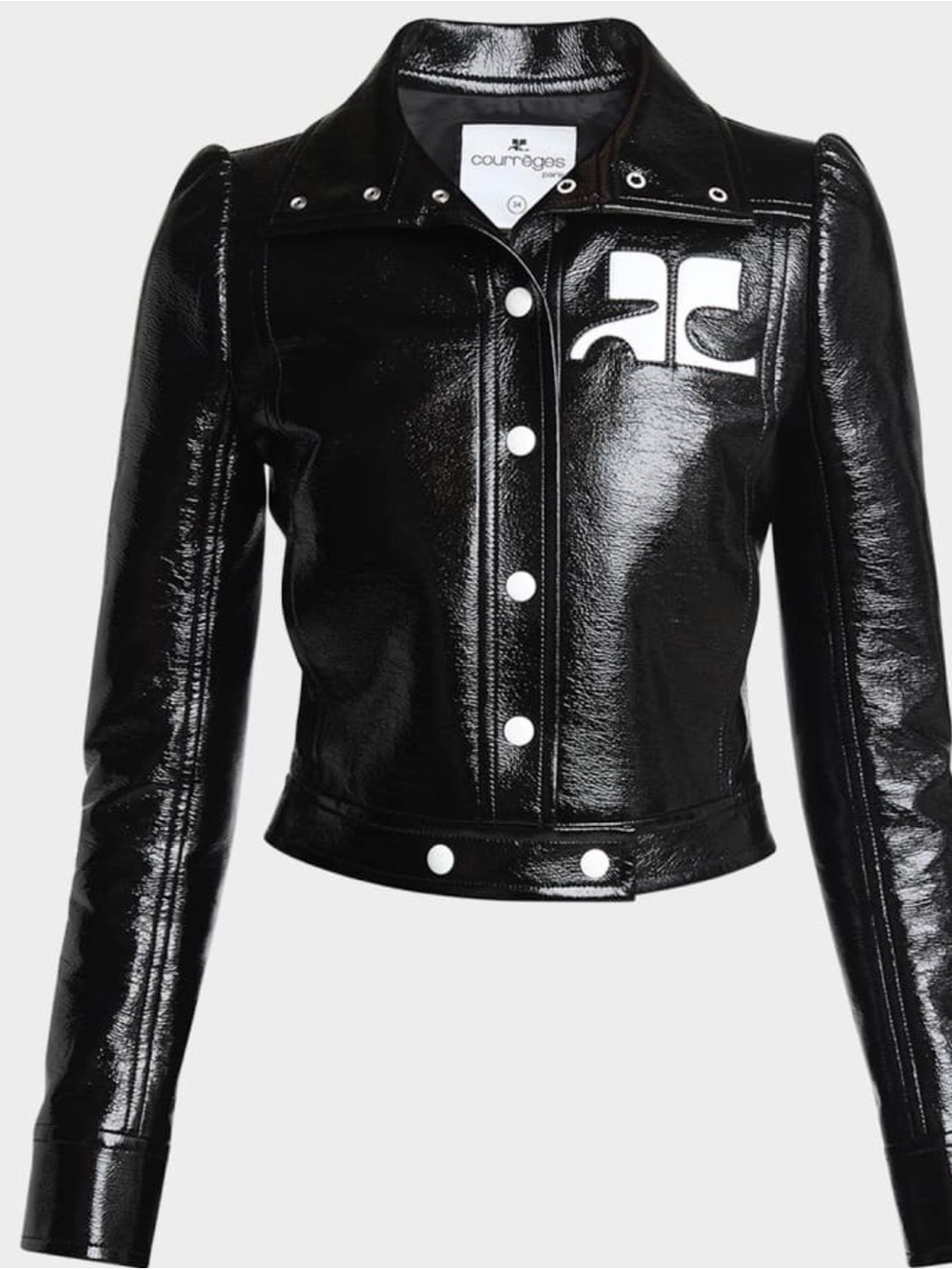 Courrèges Black Patent Leather-Effect Moto Jacket